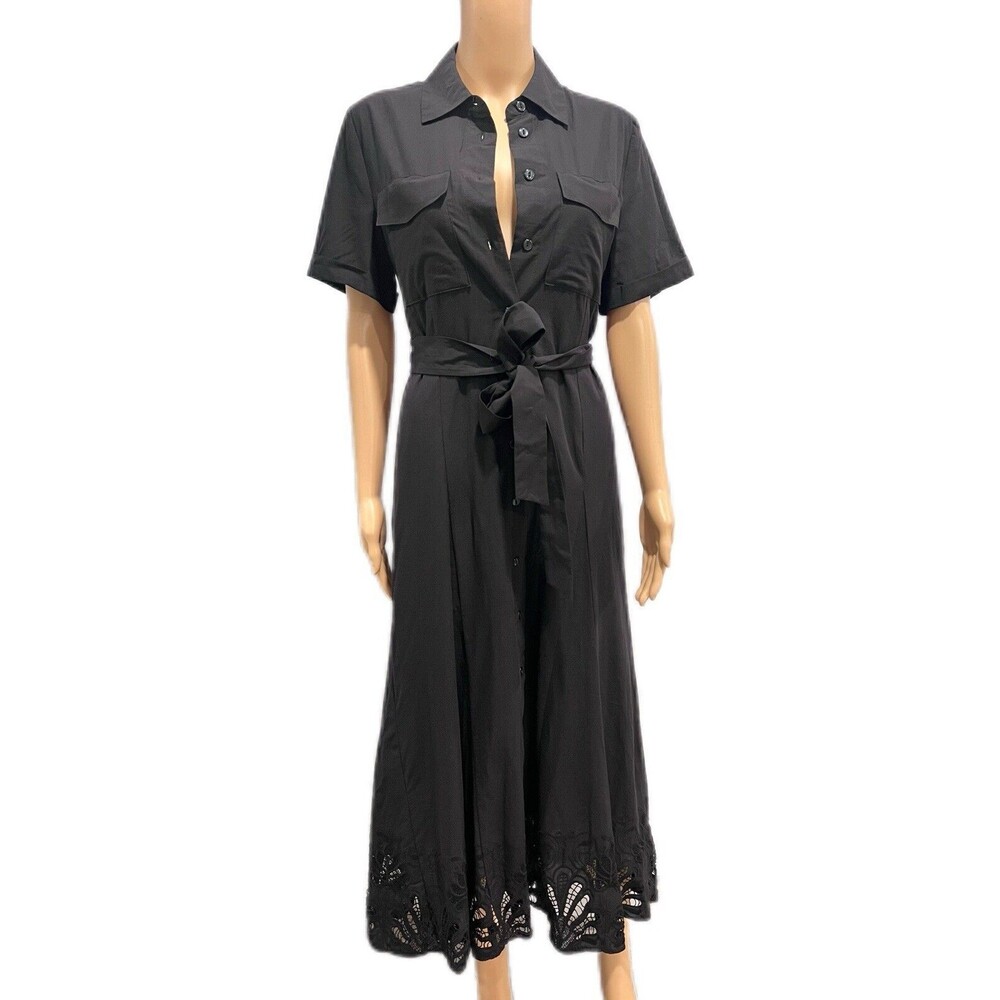 Zara Black Midi Dress with Lace Hem